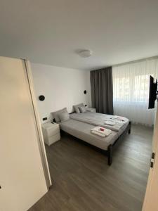 a bedroom with a large bed and a window at Karlsburg Suite in Alba Iulia