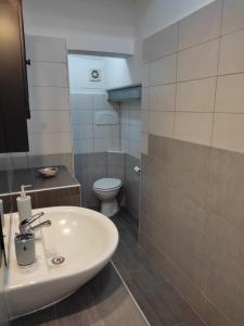 een badkamer met een witte wastafel en een toilet bij CasaMicia in Gallese