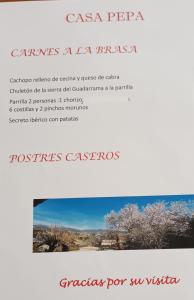 une capture d'écran d'un flyer pour des vacances dans l'établissement La Parra de Pepa, à Cercedilla