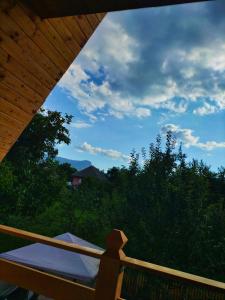 a view of the sky from the porch of a house at A frame Sima in Breb