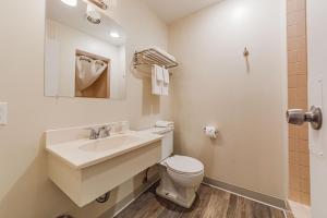 a bathroom with a sink and a toilet at Nevada Flats Hotel in Colorado Springs