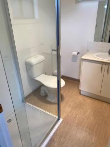 łazienka z toaletą i umywalką w obiekcie Cedar Apartments - Merrijig w mieście Merrijig