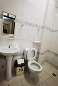 a bathroom with a toilet and a sink at Hostal Killa360 Luna in Santa Cruz de la Sierra