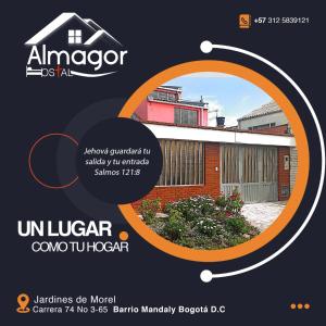 un cartel de una empresa de construcción de Albuquerque con una casa en Casa familiar Almagor (Hostal), en Bogotá