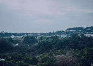 widok na miasto z góry wzgórza w obiekcie Jeju Lavender Hotel w mieście Seogwipo