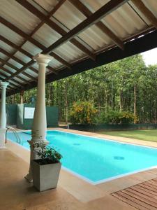 a swimming pool under a pergola with a swimming pool at Komaligma villa by camrin Group 