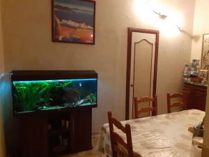 uma sala de estar com um aquário numa televisão em Nice Fabron 90 m2 avec Garage em Nice