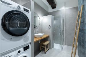 阿茲佩蒂亞的住宿－Zutabe - baskeyrentals，带淋浴的浴室内的洗衣机和烘干机