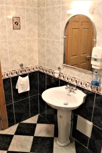 a bathroom with a sink and a mirror at St Martin's, Rosslare Harbour Guest Accommodation in Rosslare