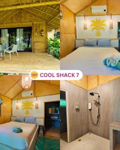 um quarto num resort com uma cama e um chuveiro em Margarita Beach em Khanom