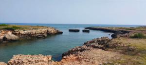 a body of water with rocks in the water at Calanca Apulian Residence in Torre Santa Sabina