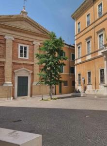 a large brick building with a tree in front of it at Appartamento centro storico Nuovo e Ristrutturato in Pesaro