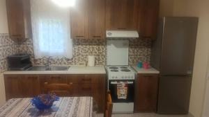 a kitchen with a stove and a refrigerator at Billy's house in Kalabaka