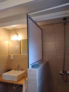 a bathroom with a sink and a mirror at PATO BLANCO in Ciudad Lujan de Cuyo