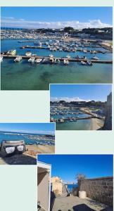 a collage of photos of a harbor with boats at Il colore del Salento in Carpignano Salentino