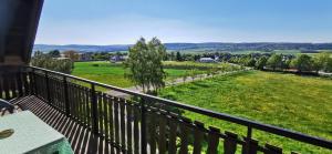 a balcony with a view of a green field at Apartment mit Balkon in Kempfeld