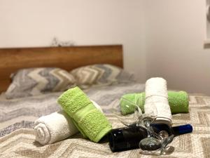 Rúm í herbergi á Apartman Maša