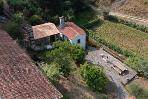 an aerial view of a house in a field at Encosta da serra do Bussaco Quintinha da Azenha in Penacova