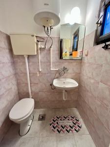a bathroom with a toilet and a sink at Apartments and rooms Villa Mačva - Banja Koviljača in Banja Koviljača +91 photos