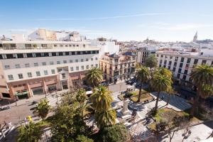 an aerial view of a city with palm trees at GAVIDIA CENTER PREMIUM SUITES, FREE PARKING in Seville