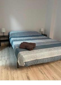 dos camas sentadas una al lado de la otra en una habitación en MALAGA INN APARTAMENTS, en Málaga