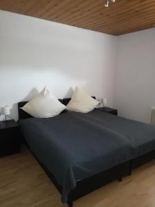 a bedroom with a large bed with two night stands at Ferienwohnung Sauerland in Drolshagen +14 photos