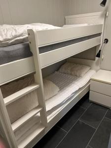 Bunk bed o mga bunk bed sa kuwarto sa Leilighet i Tråstølen Bavallen Voss