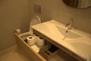 een badkamer met een wastafel en een toilet bij Rito Hall da Serra in Leiria