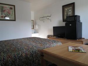 Una habitación de hotel con una cama y un televisor. en Motel 10, en Lordsburg