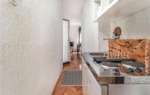 a kitchen with a sink and a counter top at Nice Apartment In Rijeka With House Sea View in Rijeka