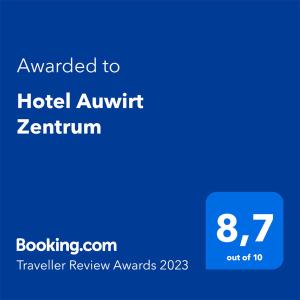 Certifikát, ocenenie alebo iný dokument vystavený v ubytovaní Hotel Auwirt Zentrum