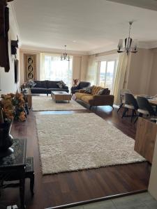 un soggiorno con divano e tappeto di Квартира a Antalya (Adalia)