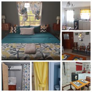 a collage of four pictures of a bedroom at Love Den in Christ Church