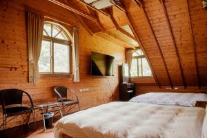 TV a/nebo společenská místnost v ubytování Rong Yuan Gu Homestay