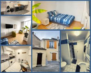 un collage de diferentes fotos de una habitación en Escapade Moretaine - 22 Langin, en Moret-sur-Loing