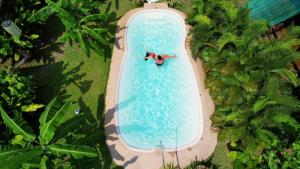 an overhead view of a person in a swimming pool at Samui Blue Bird in Mae Nam