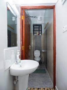 a bathroom with a sink and a toilet at Havan Furnished Apartments- Hyrax Hill in Nakuru