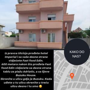 a flyer for a house with a picture of a building at Fikret-apartmani Velika plaža in Ulcinj