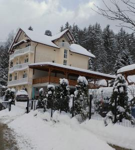 Statjunea BorsaにあるPensiunea Casa Bradetの雪に覆われた家