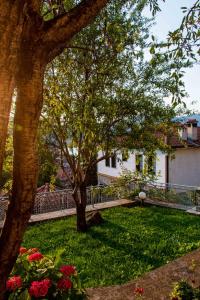 une maison avec un arbre et des fleurs dans une cour dans l'établissement The Dream, à Kastoria