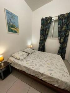 a small bedroom with a bed and a window at charmante maison avec piscine, idéale famille in Saint-Pierre +19 photos