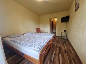 a bedroom with a bed and a television in it at Stropnica in Karpacz +28 photos
