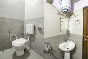 2 fotos de un baño con aseo y lavabo en FabHotel SM Palace, en Chinhat