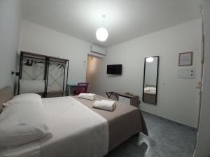 ein Schlafzimmer mit einem großen Bett und einem Spiegel in der Unterkunft B&B da Giovanna in Santa Maria del Cedro