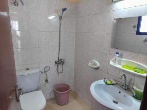 a bathroom with a toilet and a sink at Prem Home Stay in Sharjah