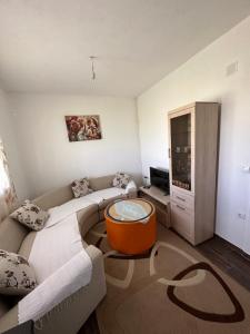 a living room with a couch and a tv at Apartman Maja in Žabljak