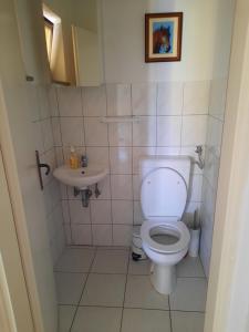 uma casa de banho com um WC e um lavatório em Modern Croatian House em Pula