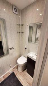 a bathroom with a toilet and a sink at 4 Bedroom 4 En Suite House Close to A5 & Whipsnade in Luton