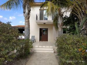 a house with palm trees and a walkway at Danitsea vila in Larnaca