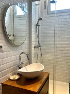 ein Bad mit einem Waschbecken und einer Dusche in der Unterkunft Appartement charmant et lumineux ! in Boulogne-Billancourt